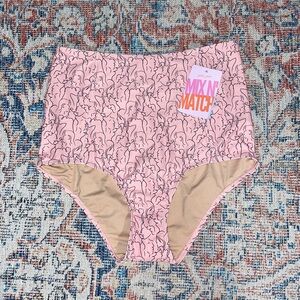 Kortni Jeane Printed High Waist Bikini Bottoms SZ L NWT